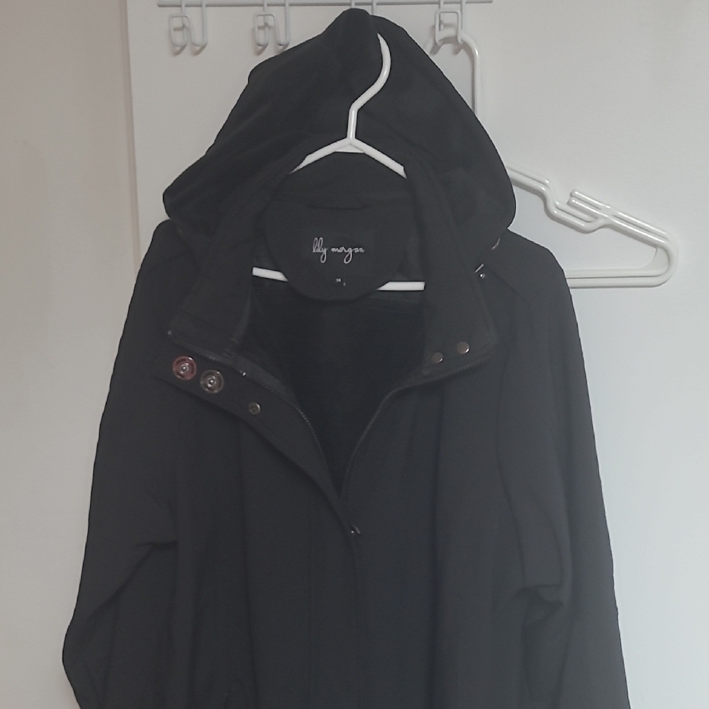 Lily Morgan Black Hooded Trench Coat